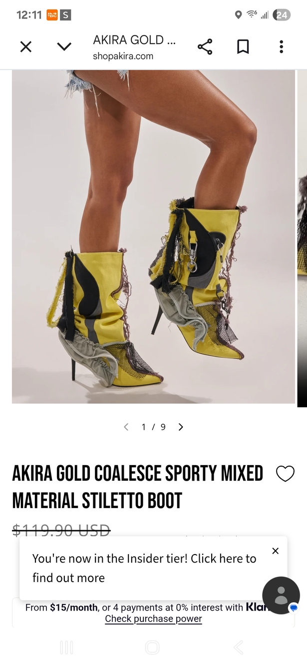 AKIRA AKIRA GOLD COALESCE SPORTY MIXED MATERIAL STILETTO BOOT Size 1010